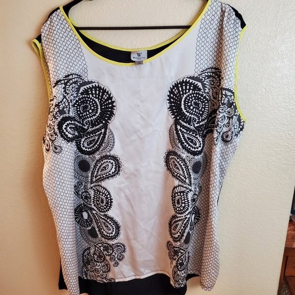 Worthington 2X Sleeveless Embroidered Lace Floral Boho Top Blouse - Picture 1 of 6